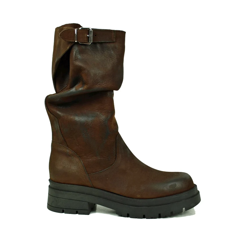 Biker con Gambale Regolabile Morbido Nabuk Cioccolato fondo Platform