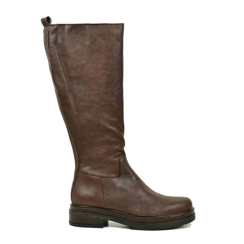 Stivali Donna Biker in Pelle Gambale con Inserto Elasticizzato e Zip Laterale Made in Italy