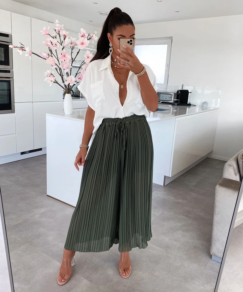 Plissee Hose Mira Khaki