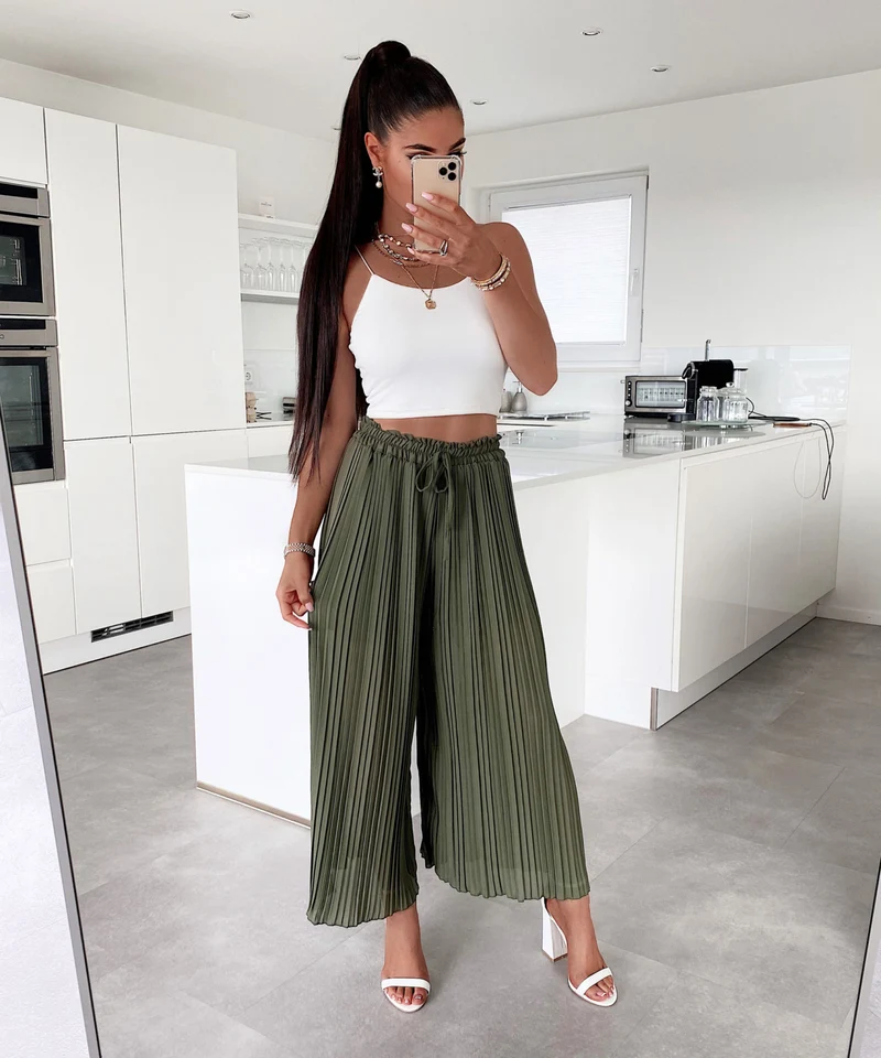 Plissee Hose Mira Khaki