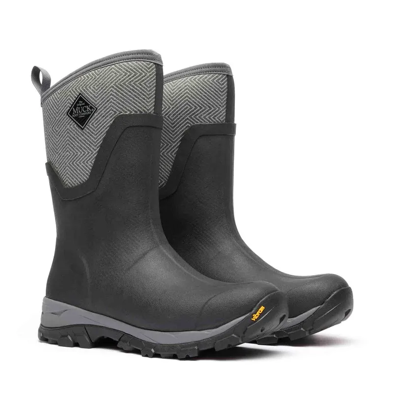 Damen Arctic Ice Vibram AG All Terrain Kurzstiefel | Black/Grey Geometric