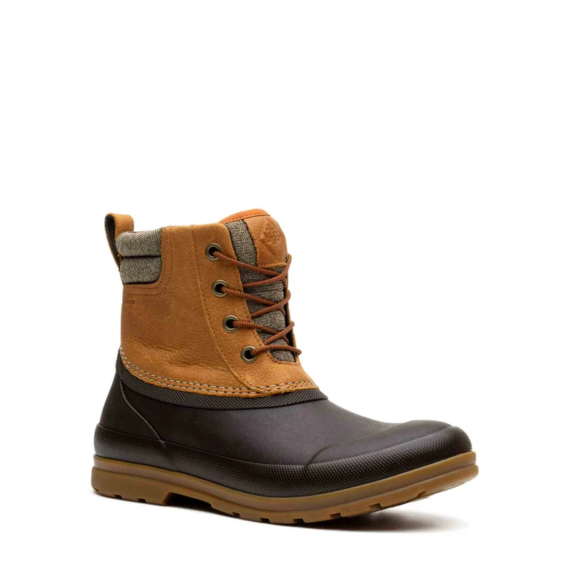 Herren Muck Originals Duck Leder-Kurzstiefel mit Schnürung | Tan/Dk Brown