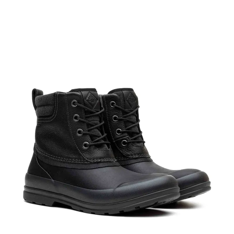 Herren Muck Originals Duck Leder-Kurzstiefel mit Schnürung | Black
