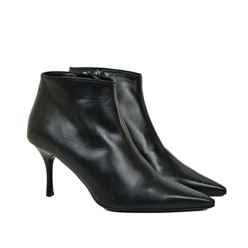 Stivali Eleganti Neri Vera Pelle Tacco a Spillo di 7 cm Luxury Quality