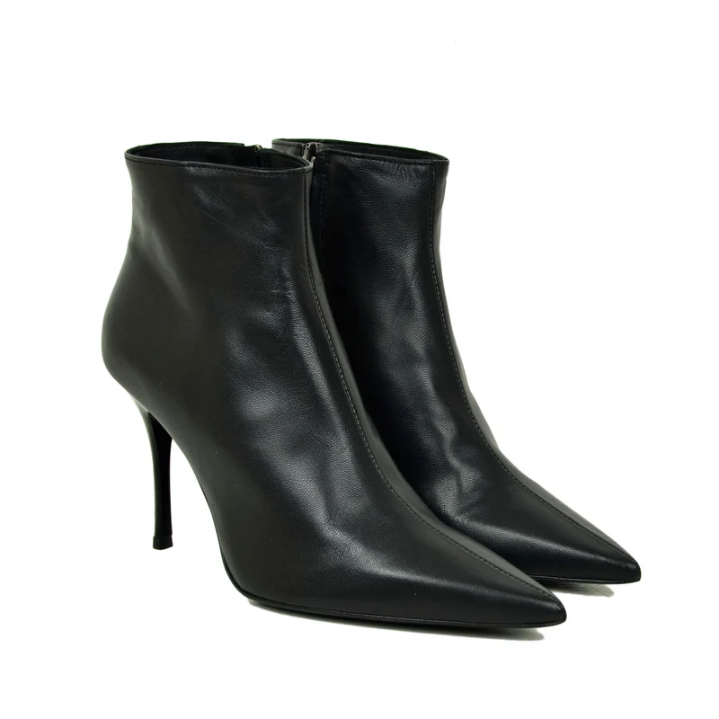 Stivali Eleganti Neri Vera Pelle Tacco a Spillo 9 cm Luxury Quality