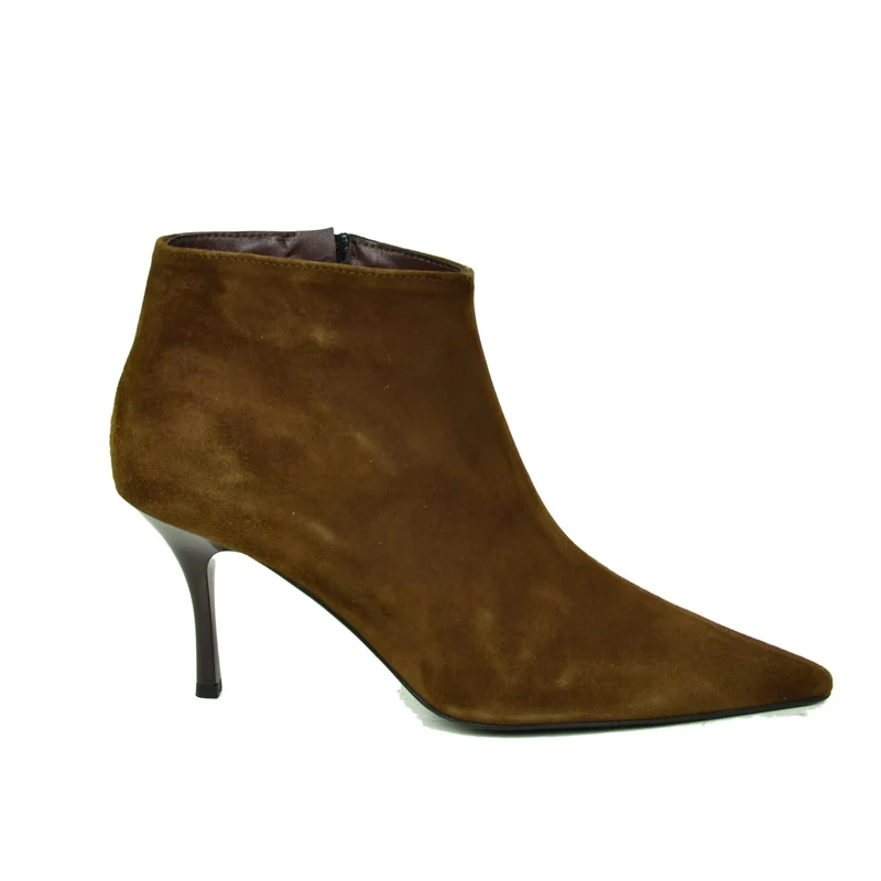 Stivali Eleganti Camoscio Vera Pelle Tacco 7 cm a Spillo Cioccolato Luxury Quality