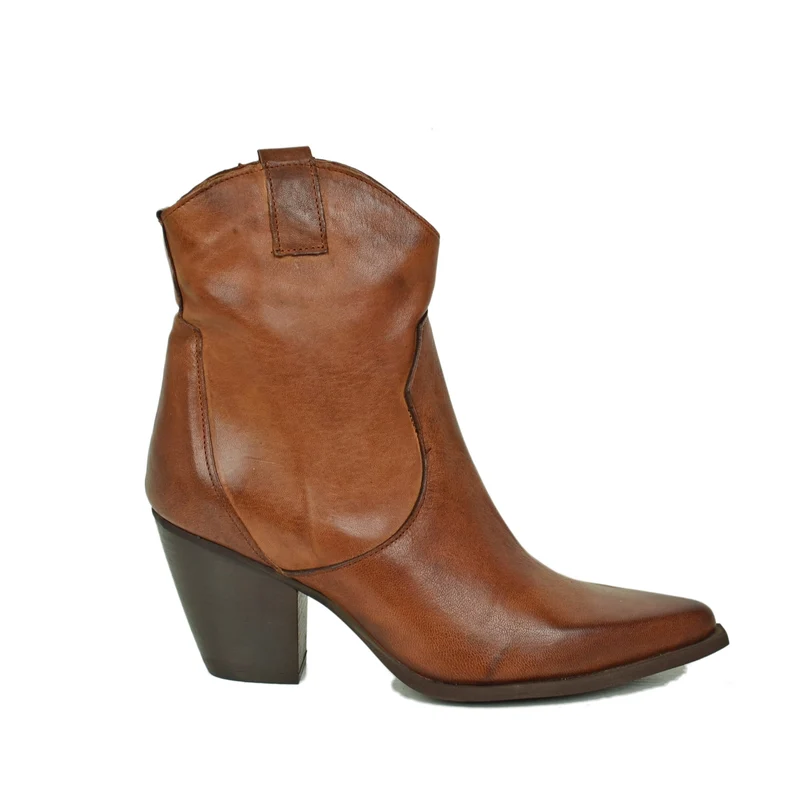 Texani Tronchetti che Slanciano le Gambe Tacco Alto 8 cm Pelle Vintage Cuoio