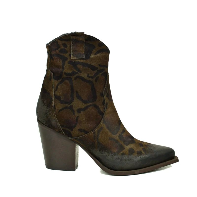 Texani Tronchetti che Slanciano le Gambe Tacco Alto 8 cm Vera Pelle Leopardato