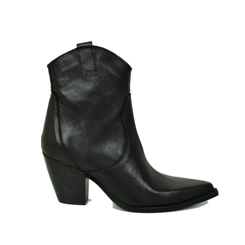 Texani Tronchetti che Slanciano le Gambe Tacco Alto 8 cm Vera Pelle Nera