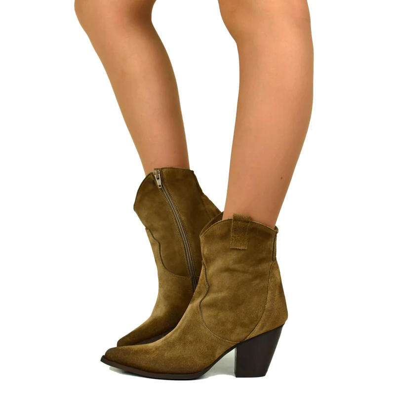 Texani Tronchetti che Slanciano le Gambe Tacco Alto 8 cm Scamosciati Taupe