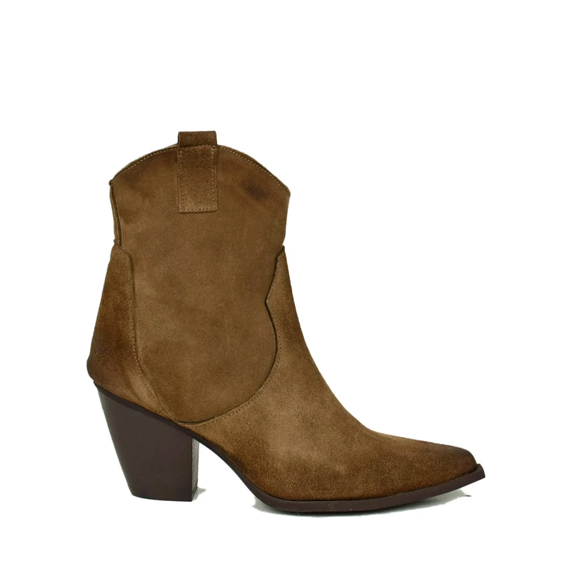 Texani Tronchetti che Slanciano le Gambe Tacco Alto 8 cm Scamosciati Taupe