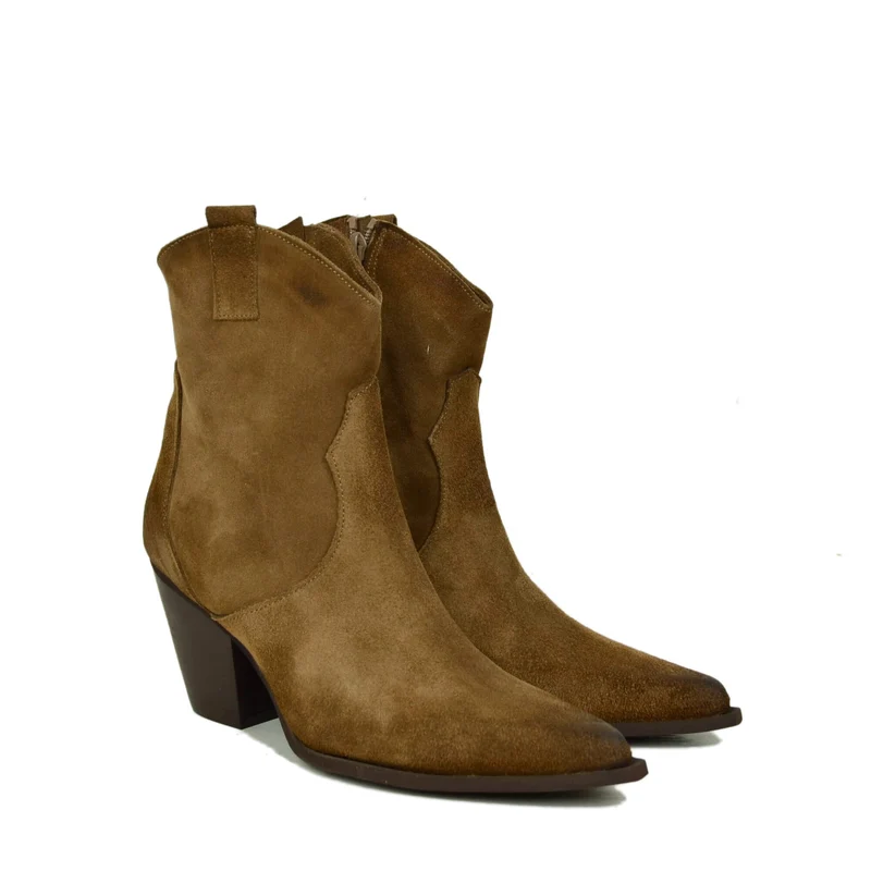 Texani Tronchetti che Slanciano le Gambe Tacco Alto 8 cm Scamosciati Taupe