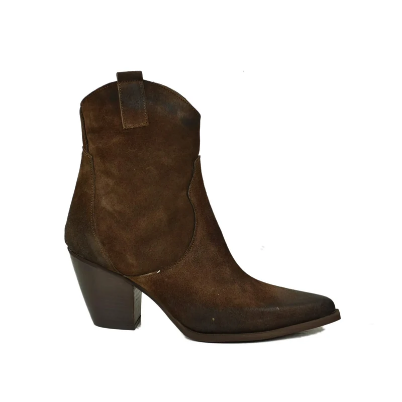 Texani Tronchetti che Slanciano le Gambe Tacco Alto 8 cm Scamosciati Cioccolato