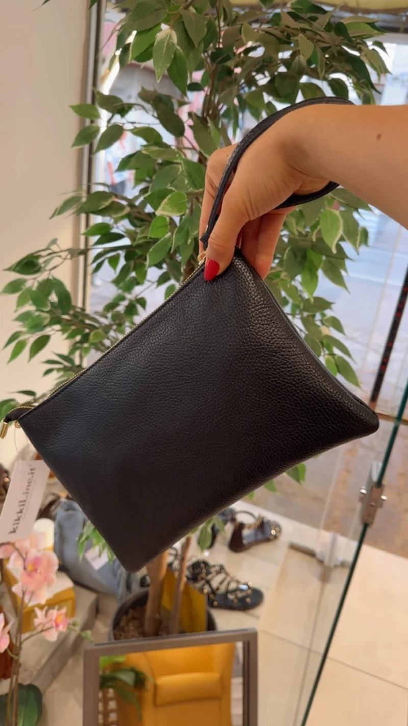 Borsa Clutch a Bustina Semplice in Vera Pelle