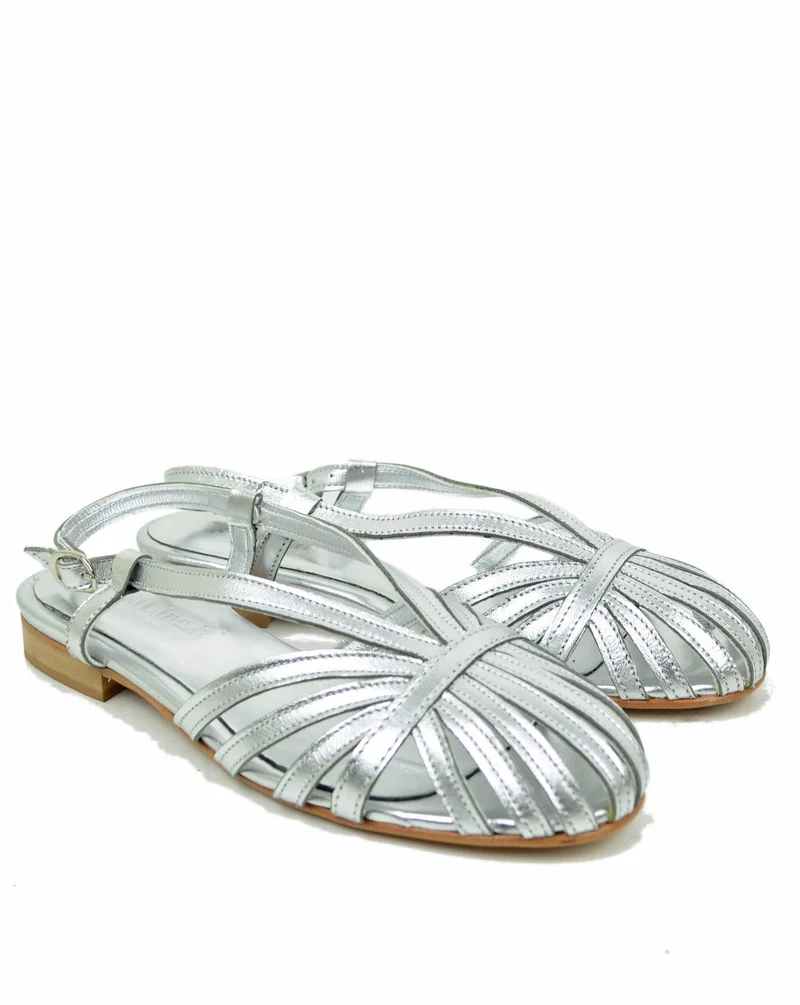 Sandali a Conchiglia Ragnetto Vera Pelle KikkiLine Bassi Sandaletti Donna Argento