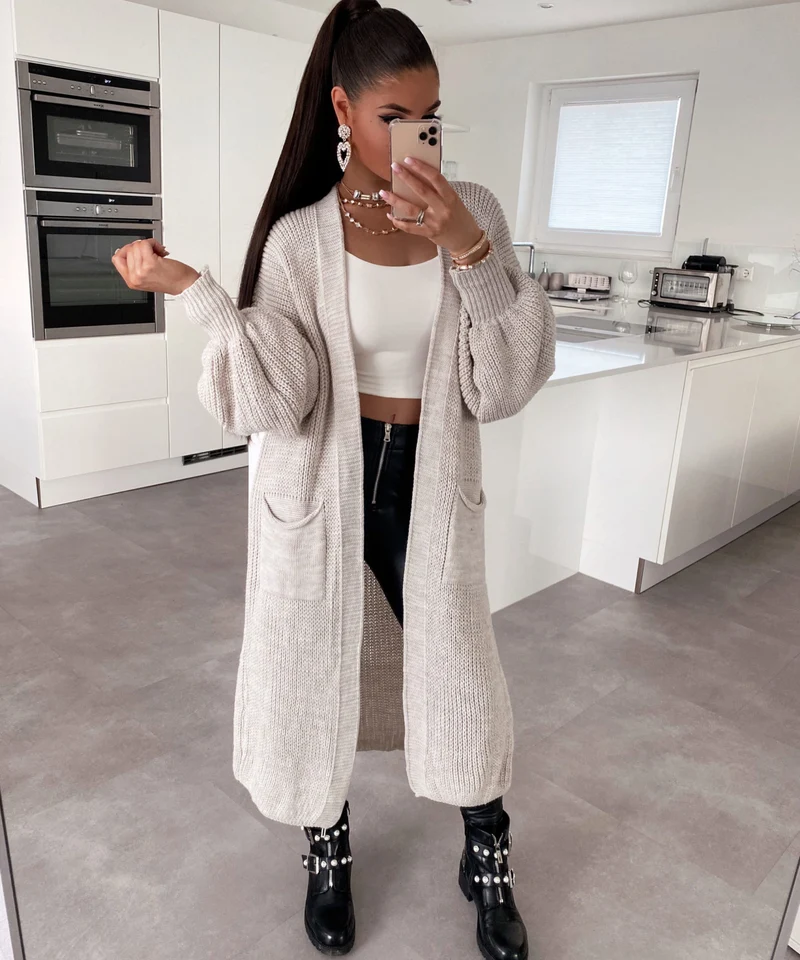 Cardigan Leilani lang Beige