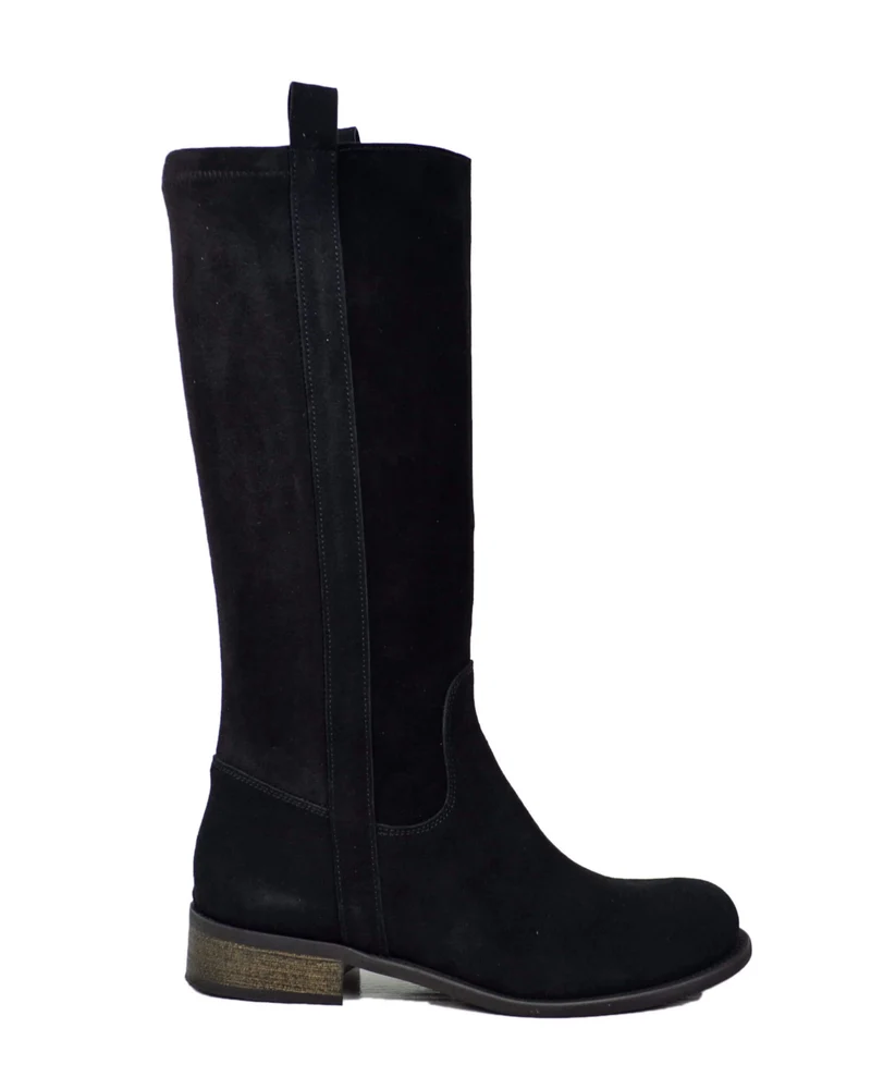 Stivali Cavallerizza per polpacci Curvy suola leggera Gambale Largo Camoscio Nero