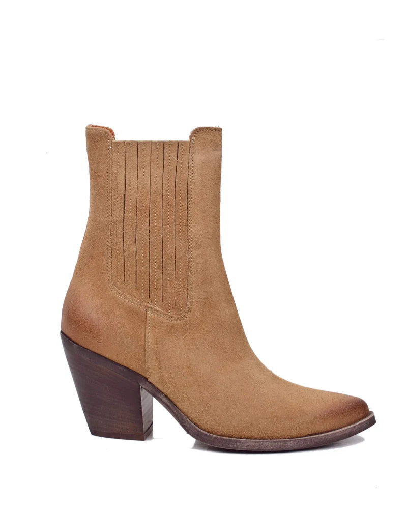 Texani Chelsea Elasticizzati Tacco Alto 8 Cm Vera Pelle Scamosciata