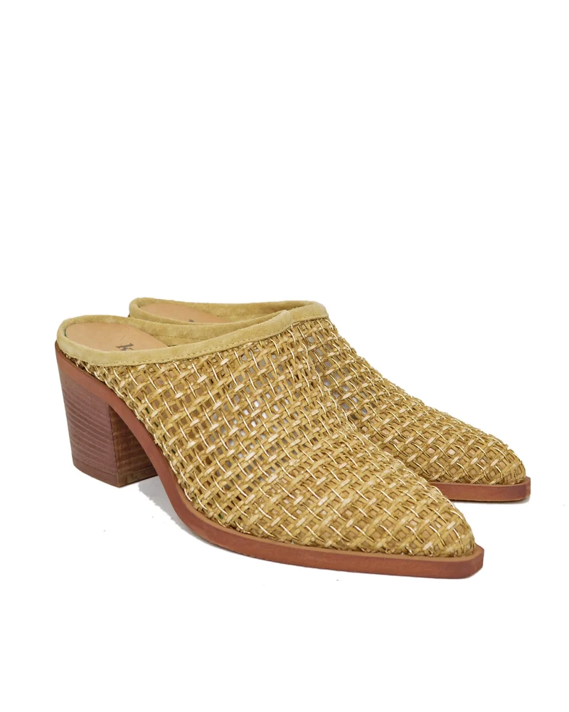 Sabot Donna Intrecciato Tacco 7 cm Estivo Leggero Traforato Vera Pelle