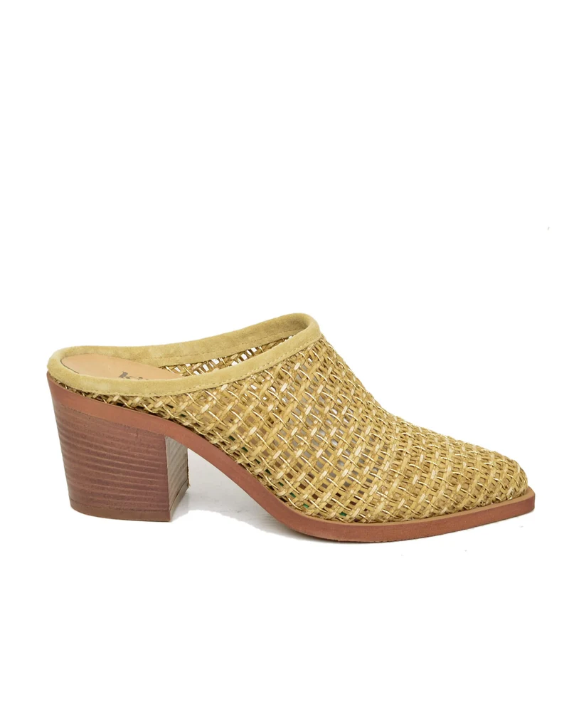Sabot Donna Intrecciato Tacco 7 cm Estivo Leggero Traforato Vera Pelle