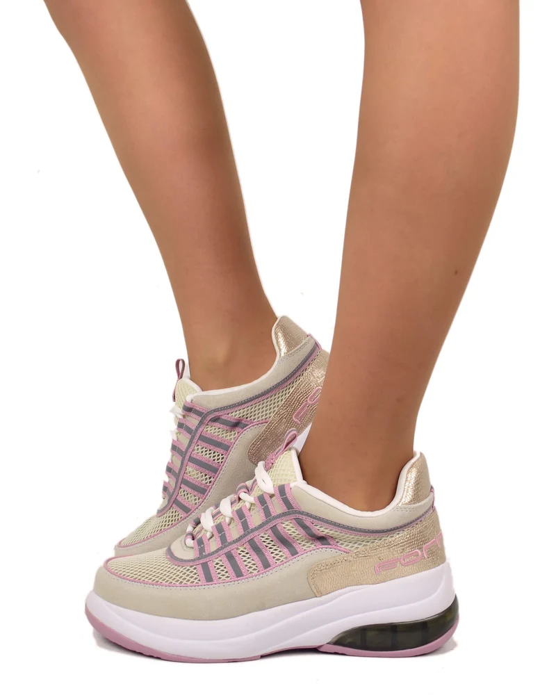 Fornarina Bubble Lacci Platform Zeppa UP Sabbia Rosa Originali stile anni 90