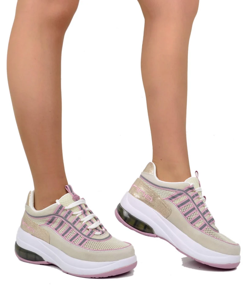 Fornarina Bubble Lacci Platform Zeppa UP Sabbia Rosa Originali stile anni 90
