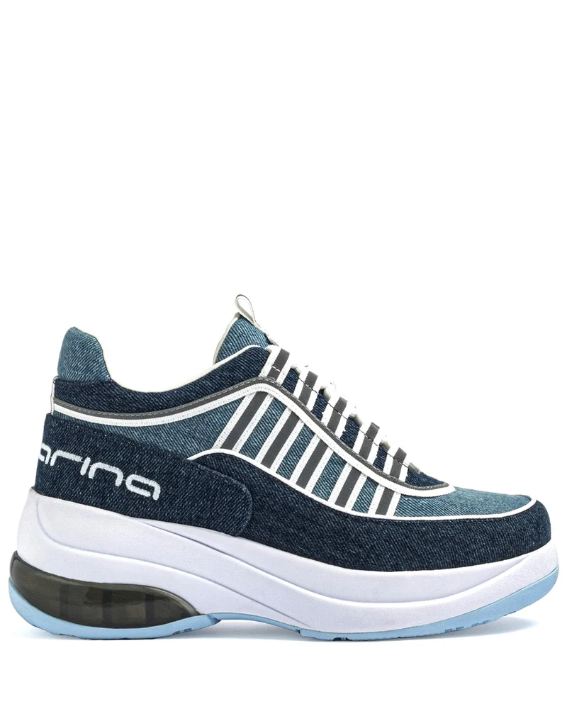 Fornarina Bubble Lacci Platform Zeppa UP Blue Jeans Originali stile anni 90