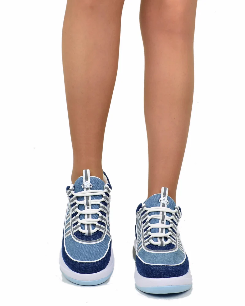 Fornarina Bubble Lacci Platform Zeppa UP Blue Jeans Originali stile anni 90