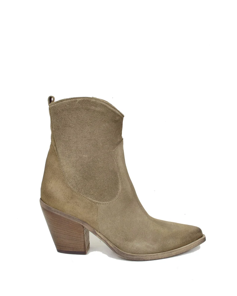 Stivaletti Estivi alla Caviglia con Stella Tacco 9 cm Leggeri Pelle Scamosciata Taupe