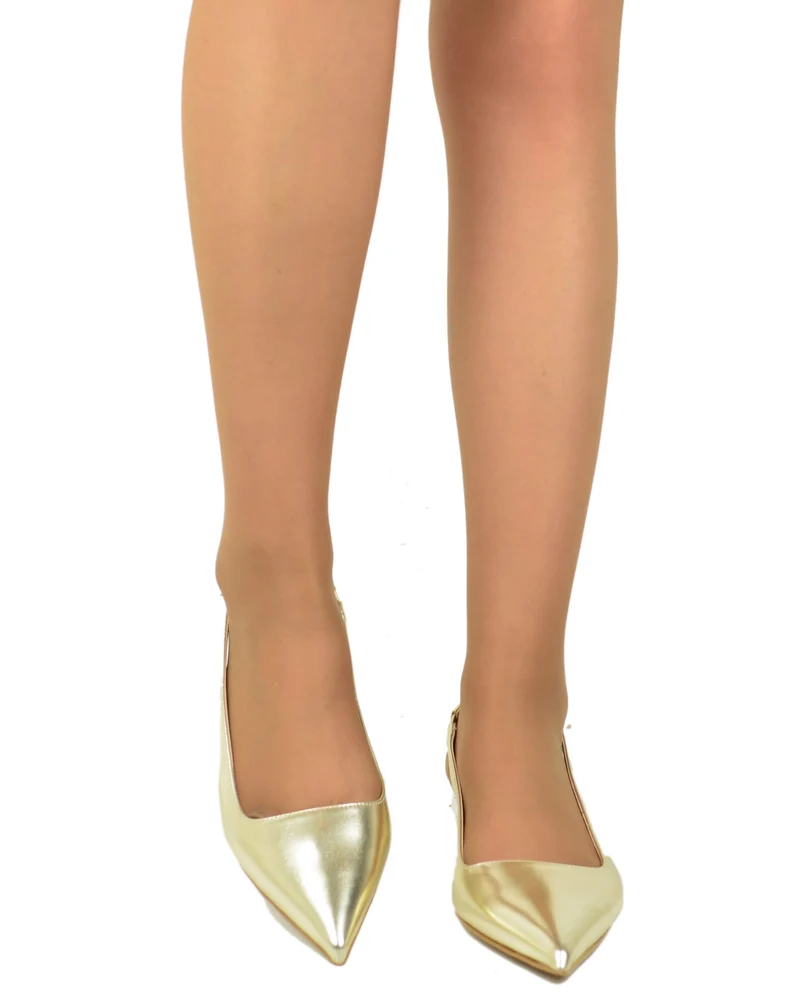 Slingback Decoltè Eleganti Simil Pelle Platino Kitten Heels DIVINE FOLLIE