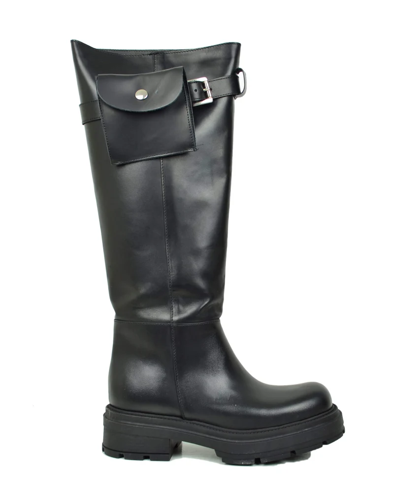 Biker Altissimi con Gambale Largo Taschino Removibile Vera Pelle DIVINE FOLLIE