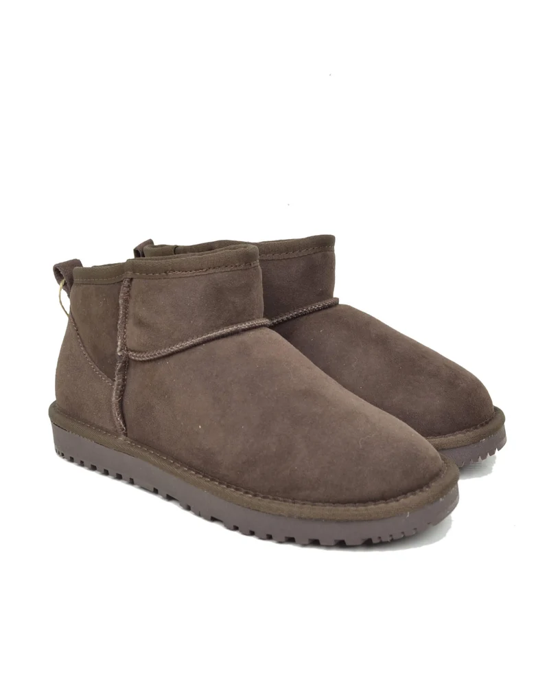 Stivaletti Donna con Pelo in Vero Montone Boots Testa di Moro Dark Chocolate