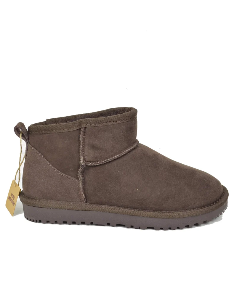 Stivaletti Donna con Pelo in Vero Montone Boots Testa di Moro Dark Chocolate