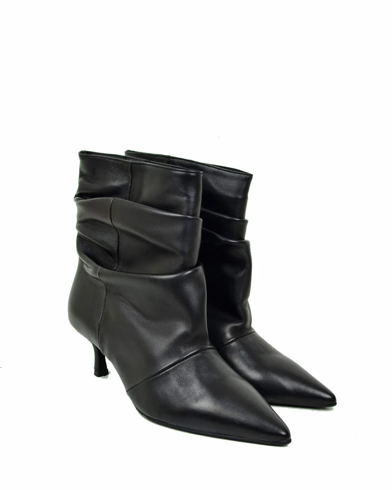 Stivaletti Slouchy Kitten Heels Tacco a Rocchetto Eleganti Vera Pelle Morbidi
