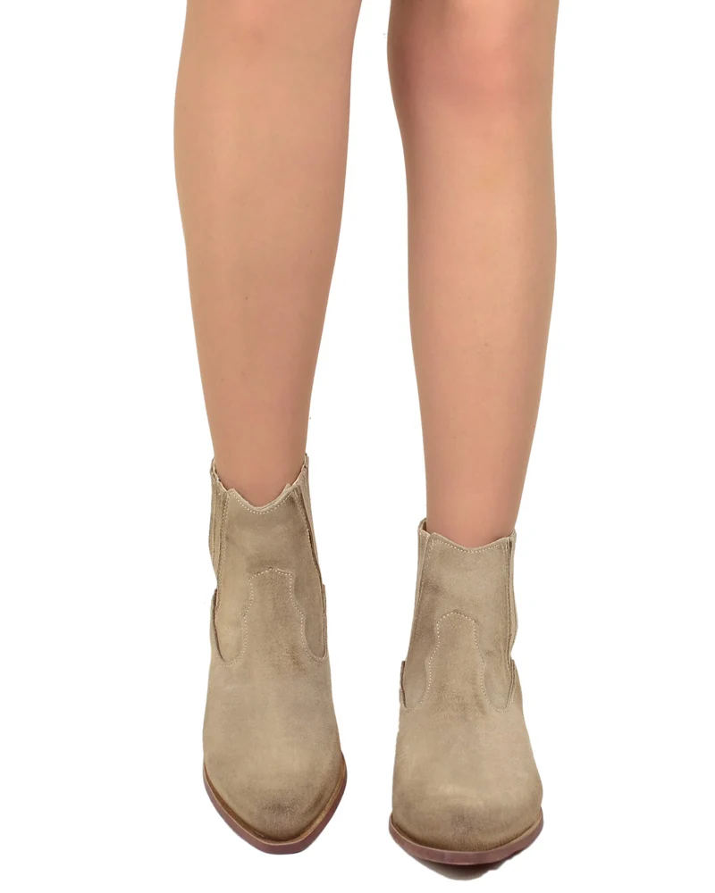 Stivaletti Texani Beatles Scamosciato Mousse Tacco 5 Cm Perfetti da Pantalone