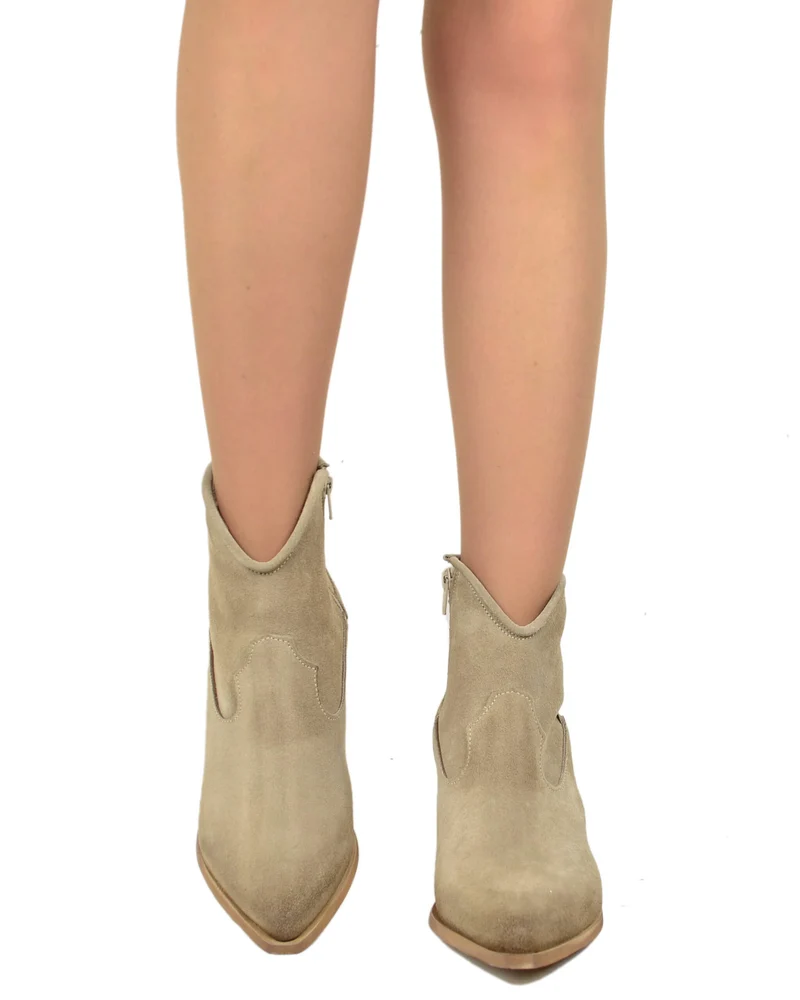 Stivaletti Texanini alla Caviglia Donna in Pelle Scamosciata Mousse