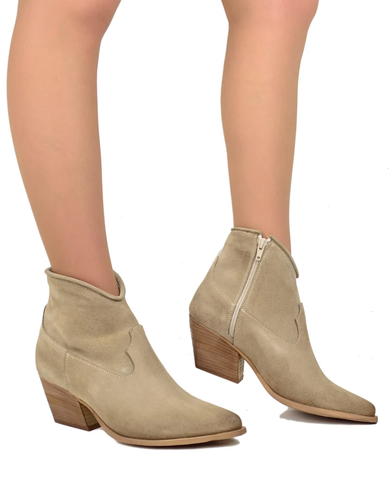 Stivaletti Texanini alla Caviglia Donna in Pelle Scamosciata Mousse