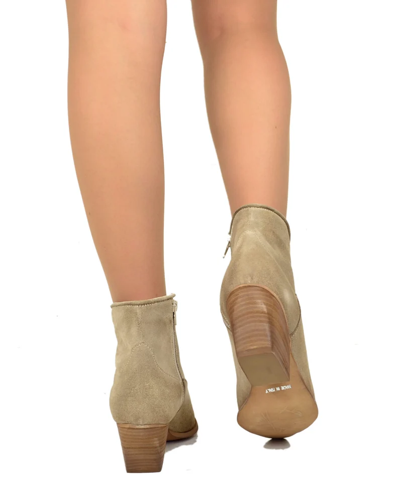 Stivaletti Texanini alla Caviglia Donna in Pelle Scamosciata Mousse