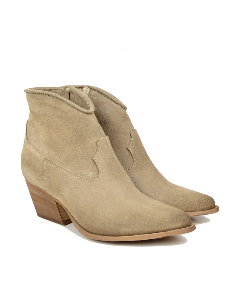 Stivaletti Texanini alla Caviglia Donna in Pelle Scamosciata Mousse