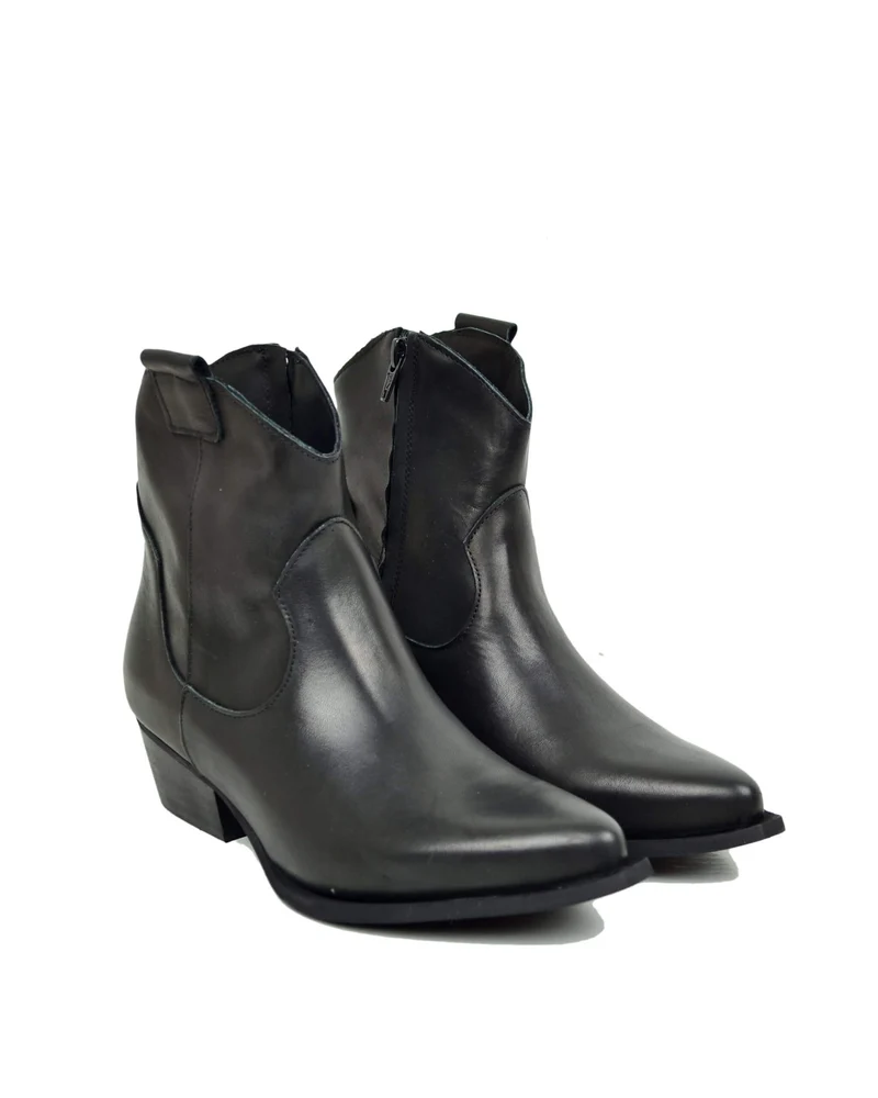 Stivali Texani alla Caviglia in Pelle Neri DIVINE FOLLIE Df122