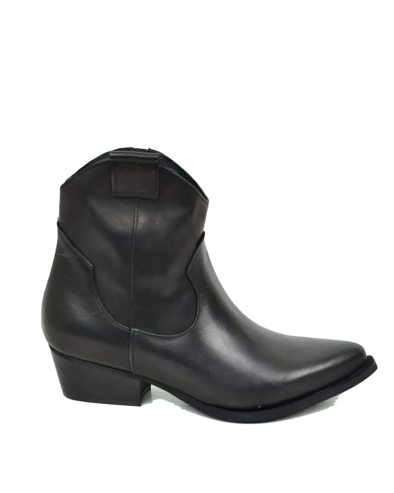 Stivali Texani alla Caviglia in Pelle Neri DIVINE FOLLIE Df122