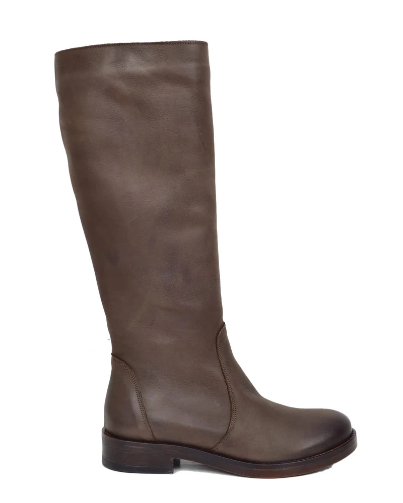 Camperos Cavallerizza Alti Gambale Classico con Zip Pelle Nabuk Marroni