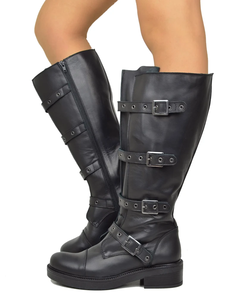 Biker Stivali con Gambale Largo XL Regolabile Perfetto per Polpacci Curvy Plus Size