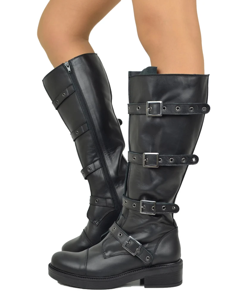 Biker Stivali con Gambale Largo XL Regolabile Perfetto per Polpacci Curvy Plus Size