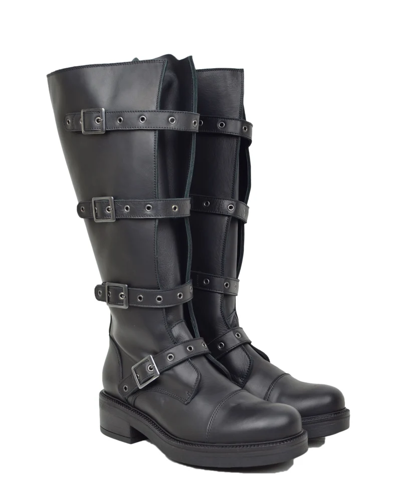 Biker Stivali con Gambale Largo XL Regolabile Perfetto per Polpacci Curvy Plus Size