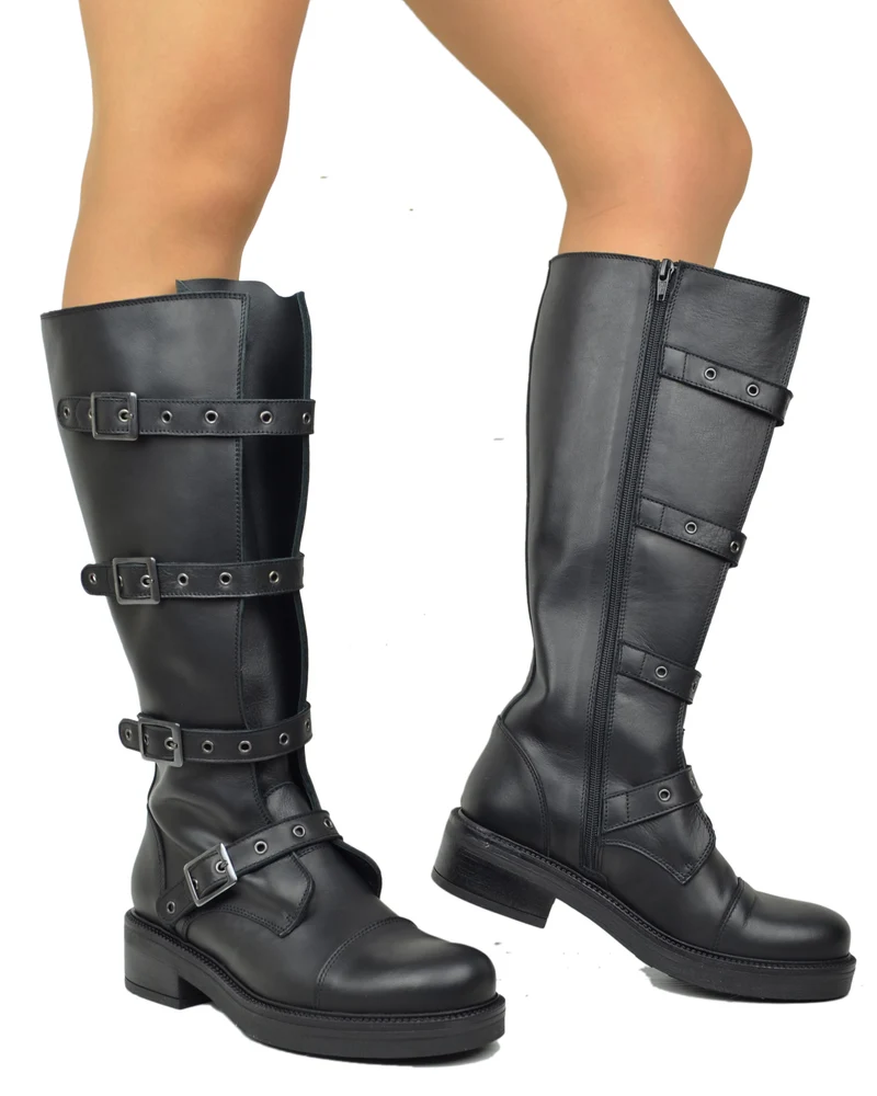Biker Stivali con Gambale Largo XL Regolabile Perfetto per Polpacci Curvy Plus Size