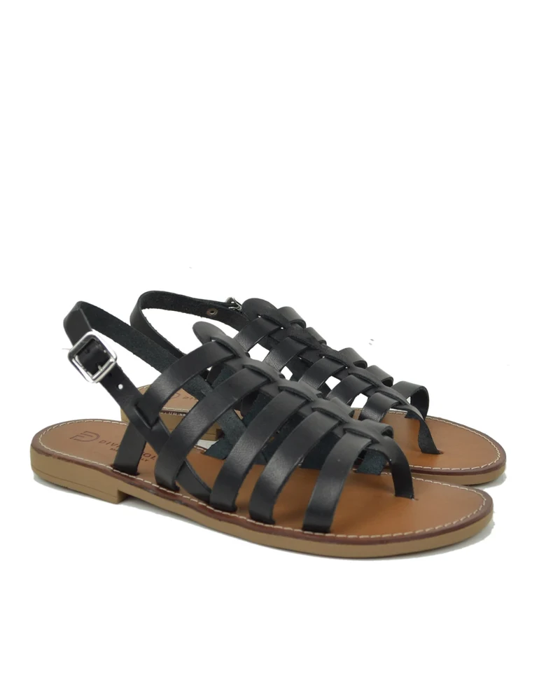 Sandali Infradito Ragnetto Freak Pelle Neri DIVINE FOLLIE