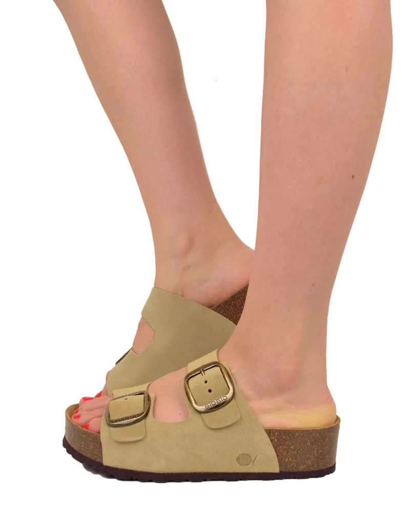 Ciabattone PLATFORM Alte fond Comodo Sughero e Pelle Beige