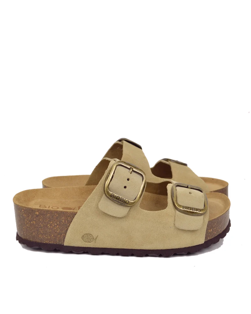 Ciabattone PLATFORM Alte fond Comodo Sughero e Pelle Beige