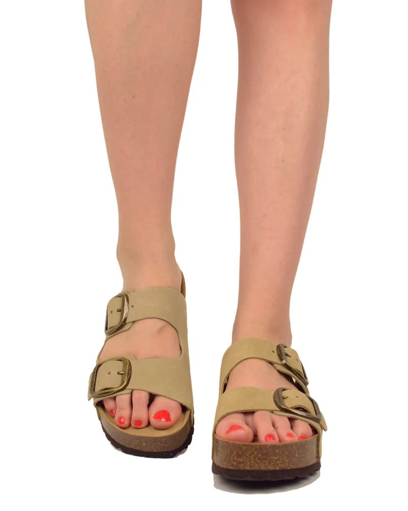 Ciabattone PLATFORM Alte fond Comodo Sughero e Pelle Beige